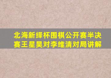 北海新绎杯围棋公开赛半决赛王星昊对李维清对局讲解