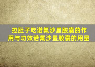 拉肚子吃诺氟沙星胶囊的作用与功效诺氟沙星胶囊的用量