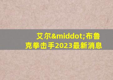 艾尔·布鲁克拳击手2023最新消息